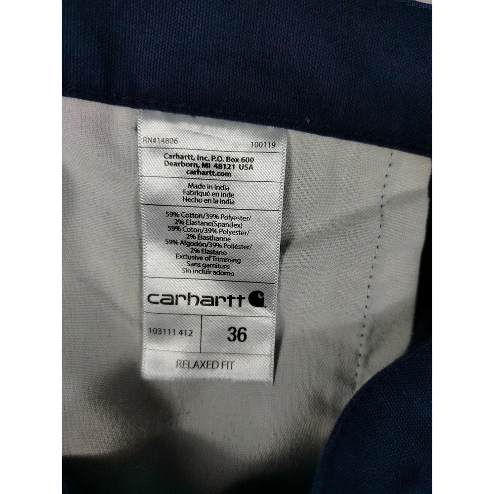 Carhartt Cargo‎ Shorts Mens 36 Blue Relaxed Fit Canvas Stretch Workwear Durable